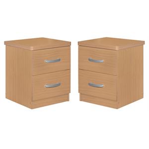 home square faux wood 2 drawer nightstand in beech - set of 2