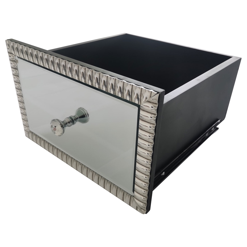 Home Square Modern 2 Drawers Nightstand in Mirrored - Set of 2
