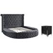 Home Square 2-Piece Set with 2 Drawer Nightstand and Storage King Bed in Black