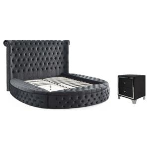 Home Square 2-Piece Set with 2 Drawer Nightstand and Storage Queen Bed in Black