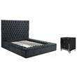 Home Square 2-Piece Set with Nightstand and Platform King Bed in Black