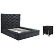 Home Square 2-Piece Set with Nightstand and Platform Queen Bed in Black