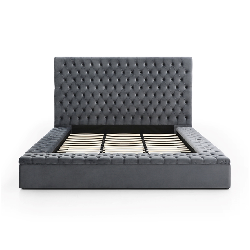 Home Square 2-Piece Set with Nightstand and Platform King Bed in Gray