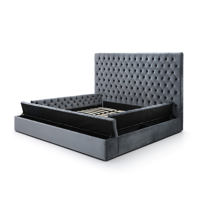 Home Square 2-Piece Set with Nightstand and Platform King Bed in Gray