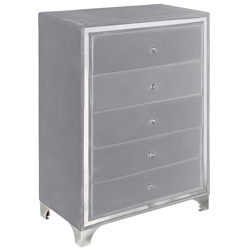 Home Square 3-Piece Set with 5 Drawer Chest & Dresser & Full Size Bed in Gray