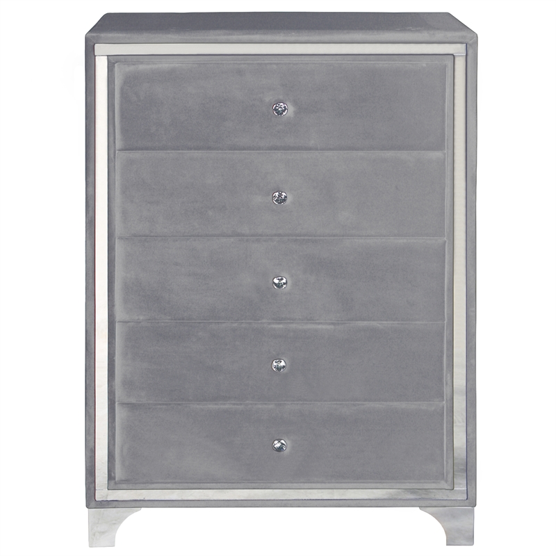 Home Square 3-Piece Set with 5 Drawer Chest & Dresser & Full Size Bed in Gray