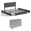 Home Square 2-Piece Set with Double Dresser & Queen Size Platform Bed in Gray