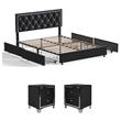 Home Square 3-Piece Set with Platform Full Bed & 2 Nightstands in Black