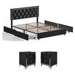 Home Square 3-Piece Set with Platform Queen Bed & 2 Nightstands in Black