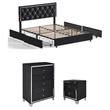 Home Square 3-Piece Set with Platform Full Bed & Chest & Nightstand in Black