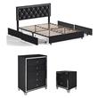 Home Square 3-Piece Set with Platform Queen Bed & Chest & Nightstand in Black