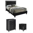 Home Square 3-Piece Set with Queen Platform Bed & Chest & Nightstand in Black