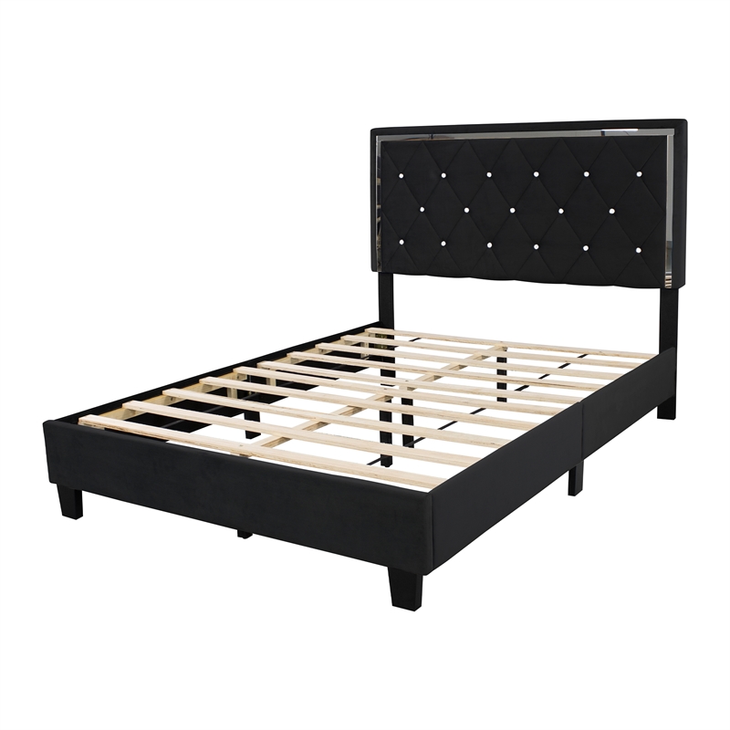 Home Square 3-Piece Set with Full Platform Bed & Chest & Nightstand in Black
