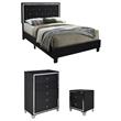 Home Square 3-Piece Set with Full Platform Bed & Chest & Nightstand in Black