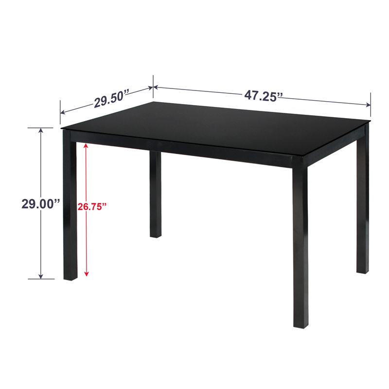 Home Square 5-Piece Set with 4 Dining Chairs and Metal Dining Table in Black