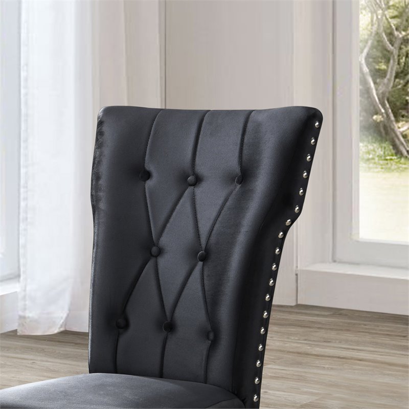 Home Square 5-Piece Set with 4 Dining Chairs and Metal Dining Table in Black