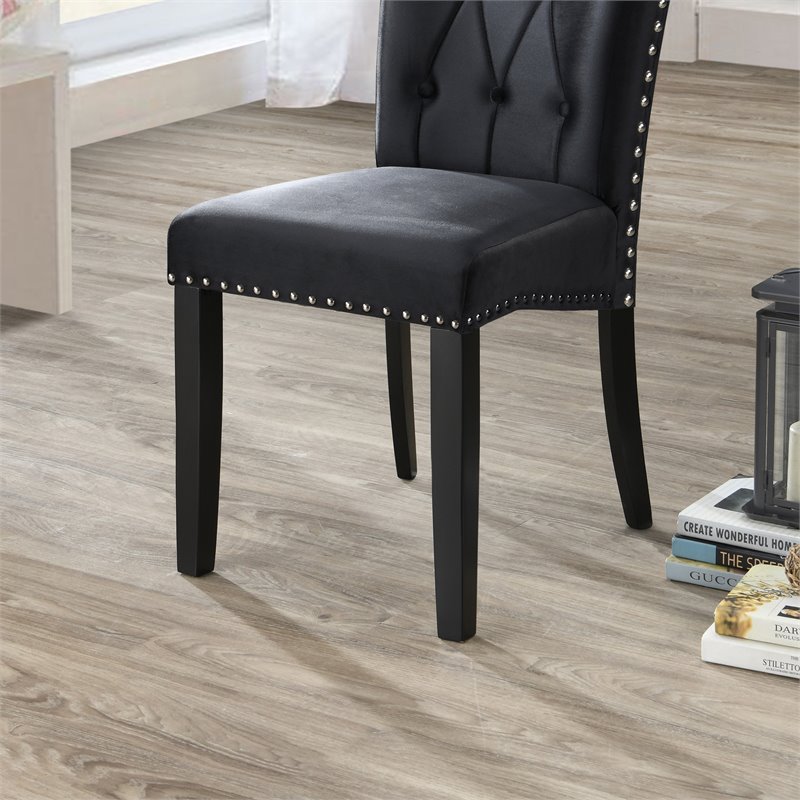 Home Square 5-Piece Set with 4 Dining Chairs and Metal Dining Table in Black