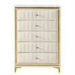 Home Square 2-Piece Set with Platform King Bed and 5 Drawer Chest in Cream