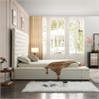 Home Square 2-Piece Set with Platform King Bed and 5 Drawer Chest in Cream