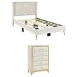 Home Square 2-Piece Set with Platform Twin Bed and 5 Drawer Chest in Cream