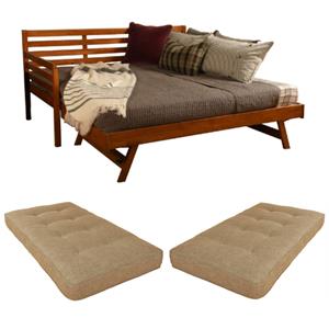 Home Square 3-Piece Set with 2 Fabric Daybed Mattresses and Wood Daybed