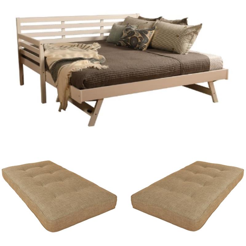 Home Square 3-Piece Set with 2 Daybed Mattresses and Daybed in White