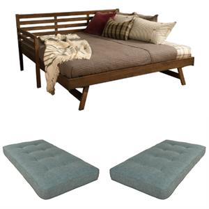 Home Square 3-Piece Set with 2 Daybed Mattresses & Daybed in Walnut Brown