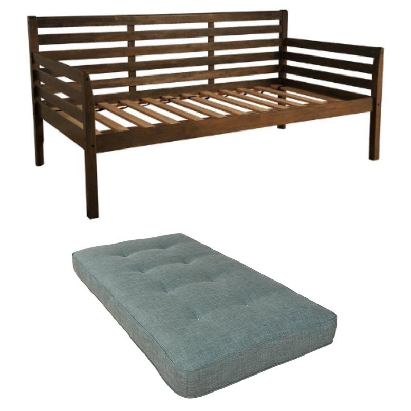 Home Square 2-Piece Set with Daybed Mattress & Daybed in Rustic Walnut