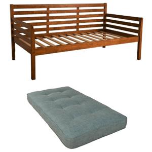 Home Square 2-Piece Set with Daybed Mattress & Daybed in Medium Brown