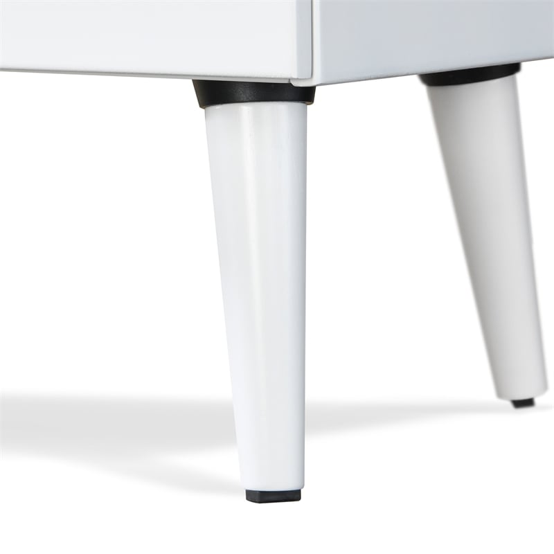 Home Square Two Deep Drawer Side Table in White Finish - Set of 2