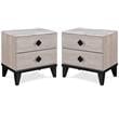 Home Square 2 Drawer Wood Nightstand in Beige Finish - Set of 2