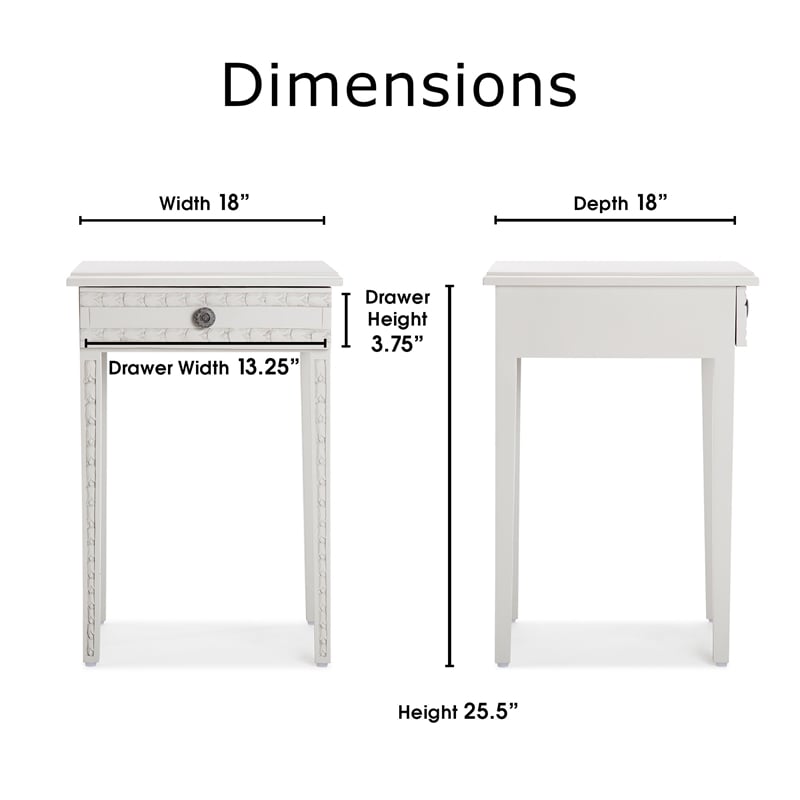 Home Square Wood Nightstand with Drawer in Light Gray - Set of 2
