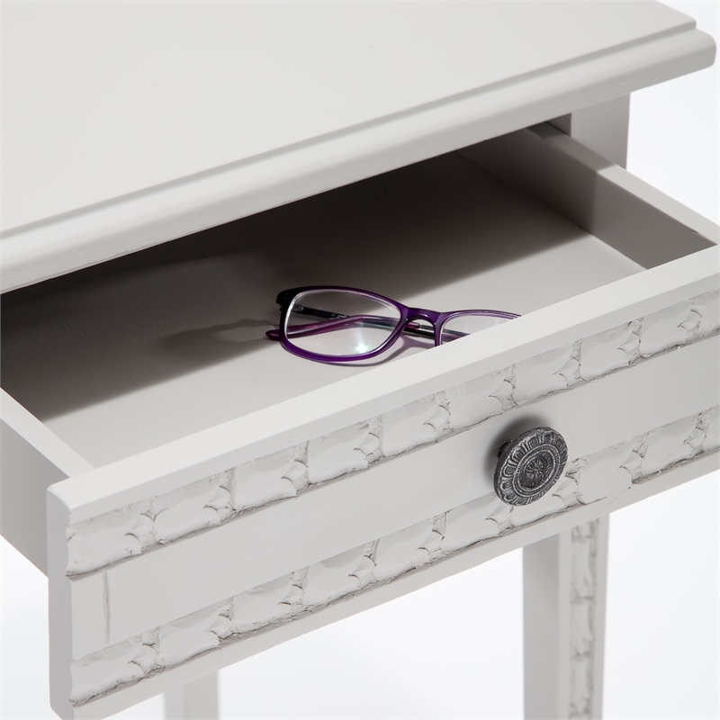 Home Square Wood Nightstand with Drawer in Light Gray - Set of 2