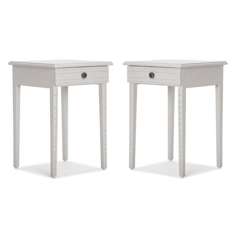 Home Square Wood Nightstand with Drawer in Light Gray - Set of 2