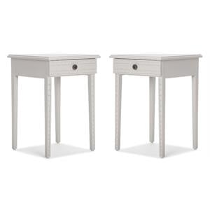 Home Square Wood Nightstand with Drawer in Light Gray - Set of 2