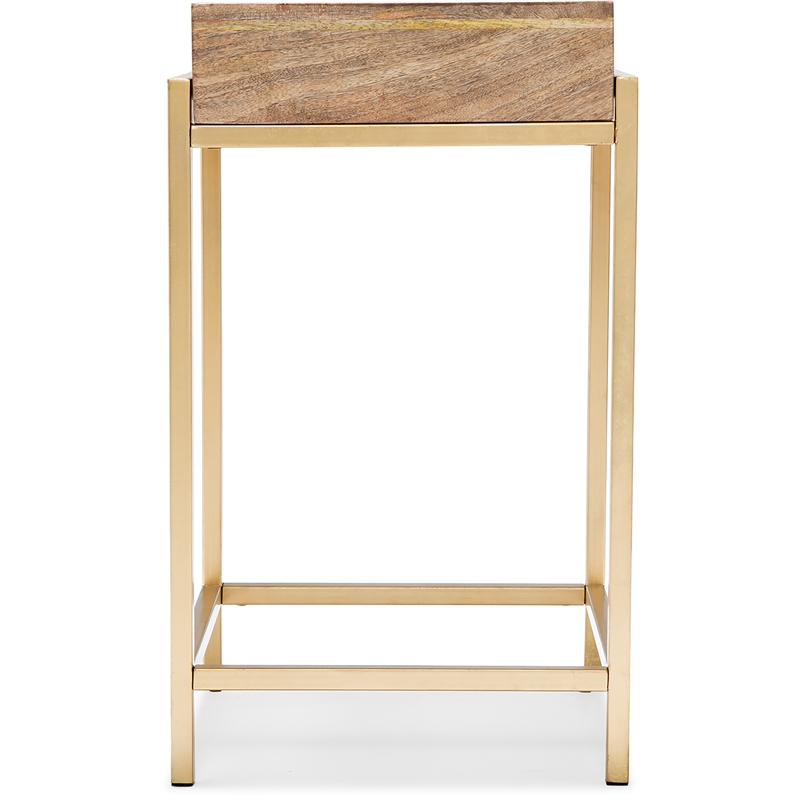 Home Square Modern Living Room Accent Table in Beige and Gold - Set of 2