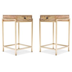 Home Square Modern Living Room Accent Table in Beige and Gold - Set of 2