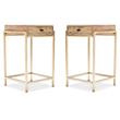 Home Square Modern Living Room Accent Table in Beige and Gold - Set of 2
