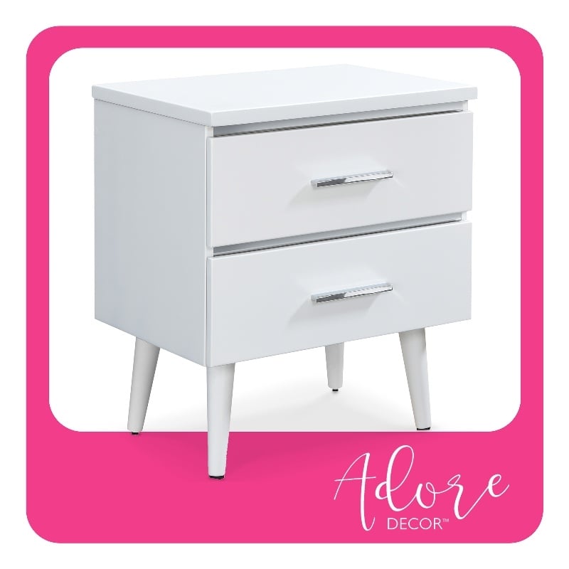 Home Square 3-Piece Set with 2 Side Tables and Metal Queen Bed in White & Black