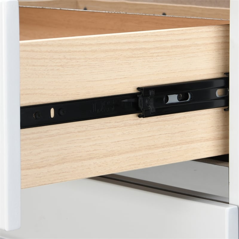 Home Square 3-Piece Set with 2 Side Tables and Metal Queen Bed in White & Black