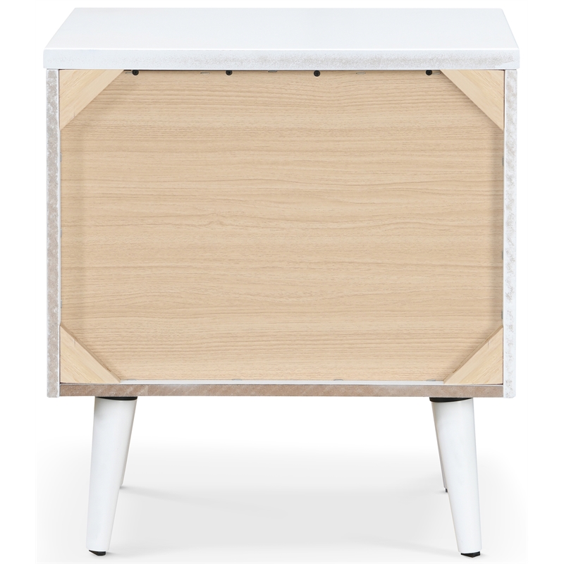 Home Square 2-Piece Set with Side Table and Metal Queen Bed in White & Black