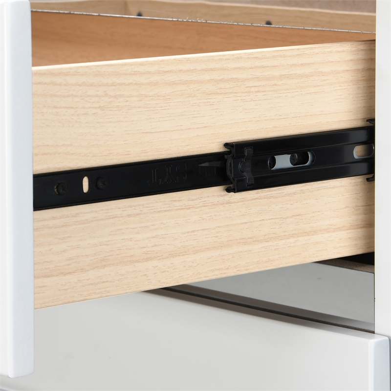 Home Square 2-Piece Set with Side Table and Metal Queen Bed in White & Black