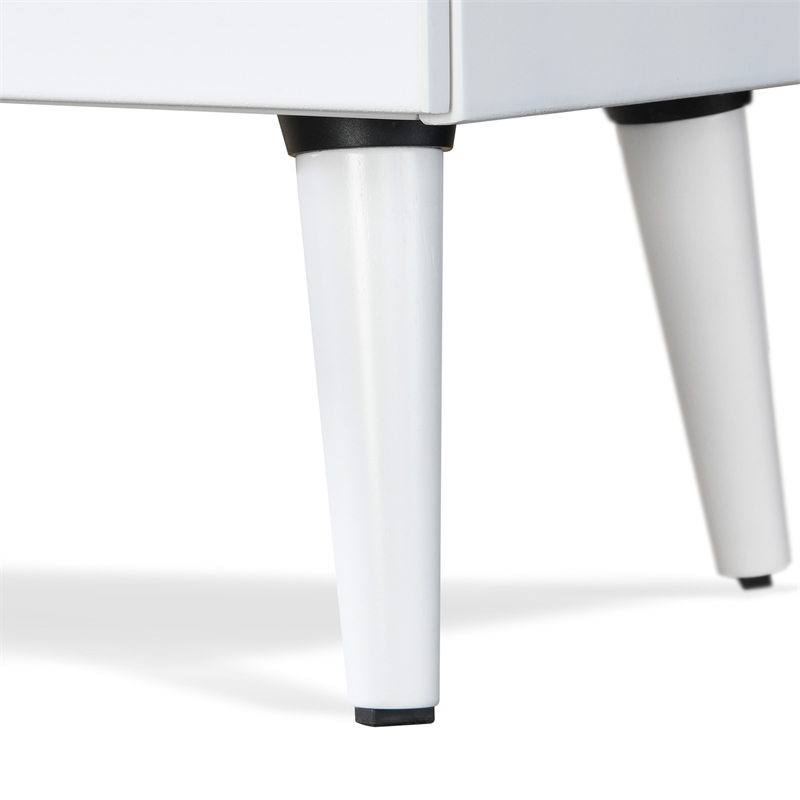 Home Square 2-Piece Set with Side Table and Metal Queen Bed in White & Black