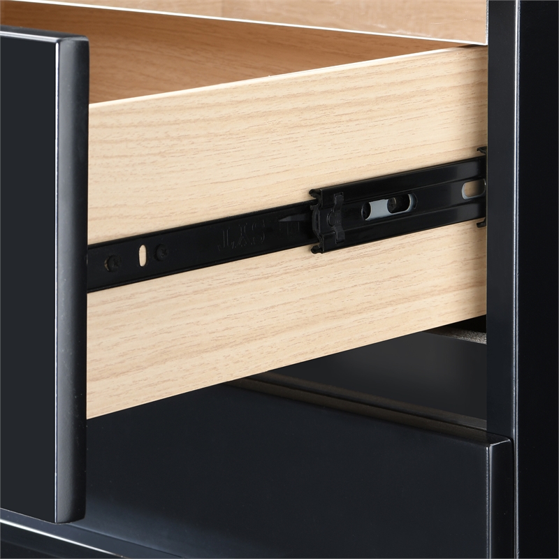 Home Square 3-Piece Set with 2 Side Tables and Metal Queen Bed in Black