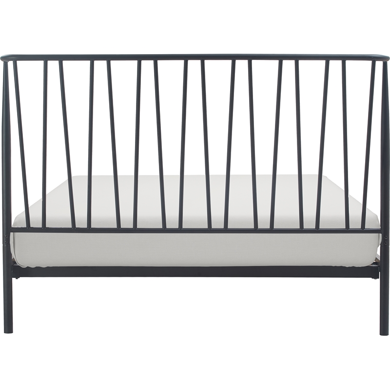 Home Square 2-Piece Set with Side Table and Metal Queen Bed in Black