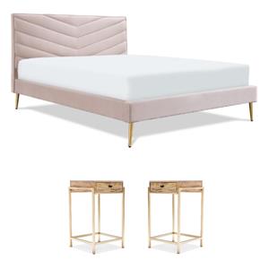 Home Square 3-Piece Set with 2 Accent Tables and Platform Queen Bed