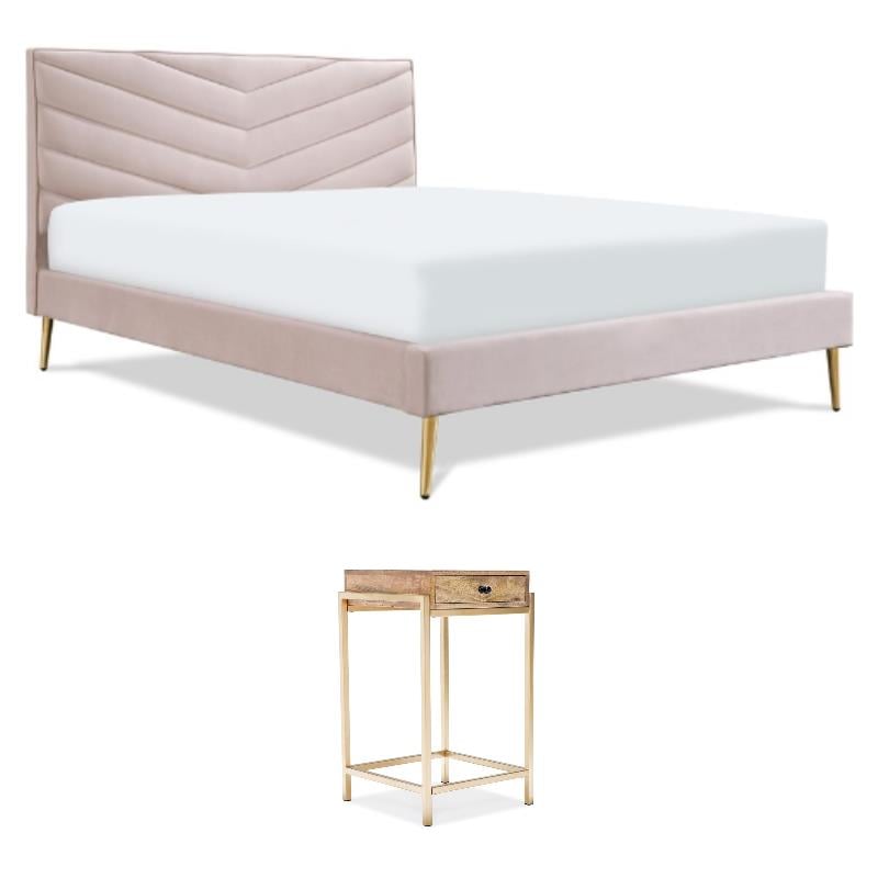 Home Square 2-Piece Set with Accent Table and Platform Queen Bed