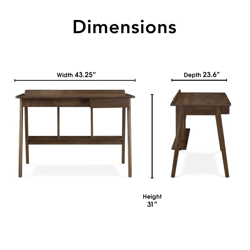 Home Square 2-Piece Set with Leather Desk Chair and Writing Desk