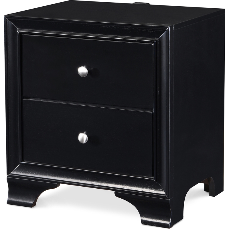 Home Square 2 Drawer Nightstand with USB in Black Finish - Set of 2