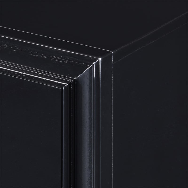 Home Square 2 Drawer Nightstand with USB in Black Finish - Set of 2